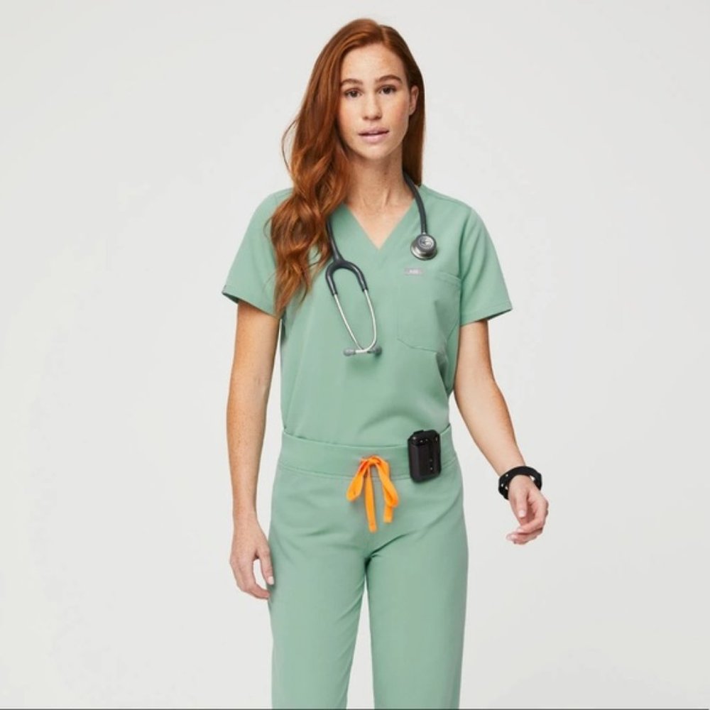 Figs Caterina Scrub Top Jade